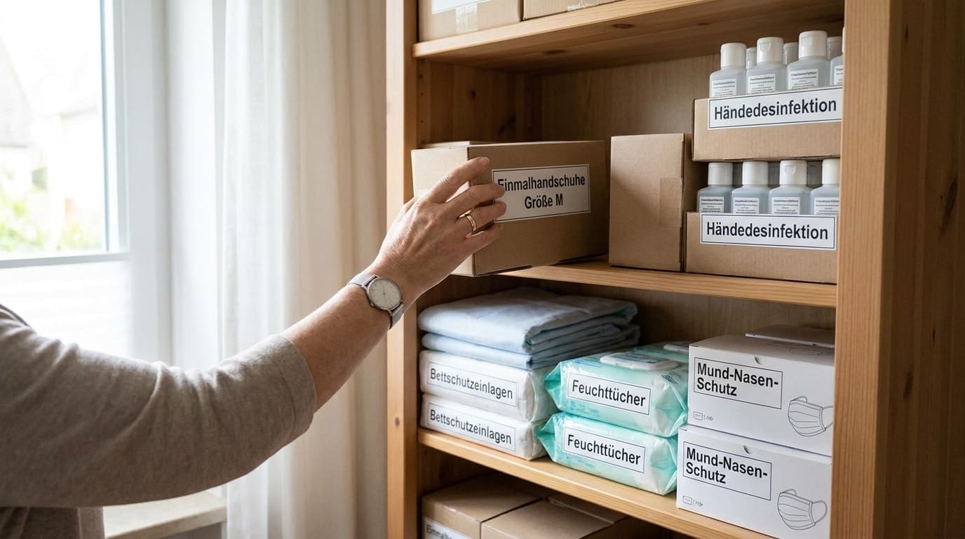 Pflegehilfsmittel richtig lagern: Haltbarkeit, Hygiene und Ordnung in der häuslichen Pflege